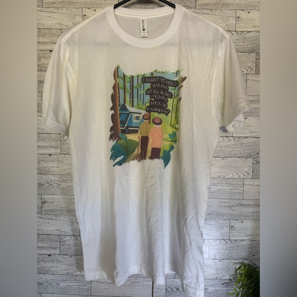 Shirt women size med-I want to hold your hand at 80 & say baby Let’s go camping - Picture 1 of 5